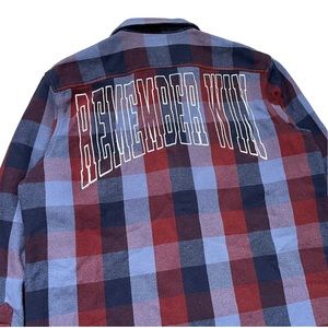 Plaid Flannel Button Up Shirt Remember Win Upcycle